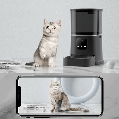 6L Automatic Cat Feeder Timing with Camera Video Smart Pet Feeder for Cat Dogs Intelligent Dry Food Dispenser Voice Recorde Bowl