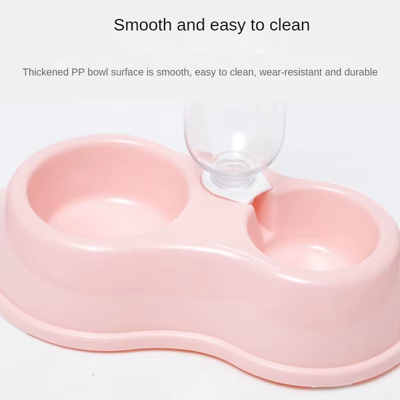 Solid Color Simple Style Automatic Feeder Drinker Dog Bowl Pet Double Bowl Cat Bowl Pet Bowl Pet Supplies Pet Accessories