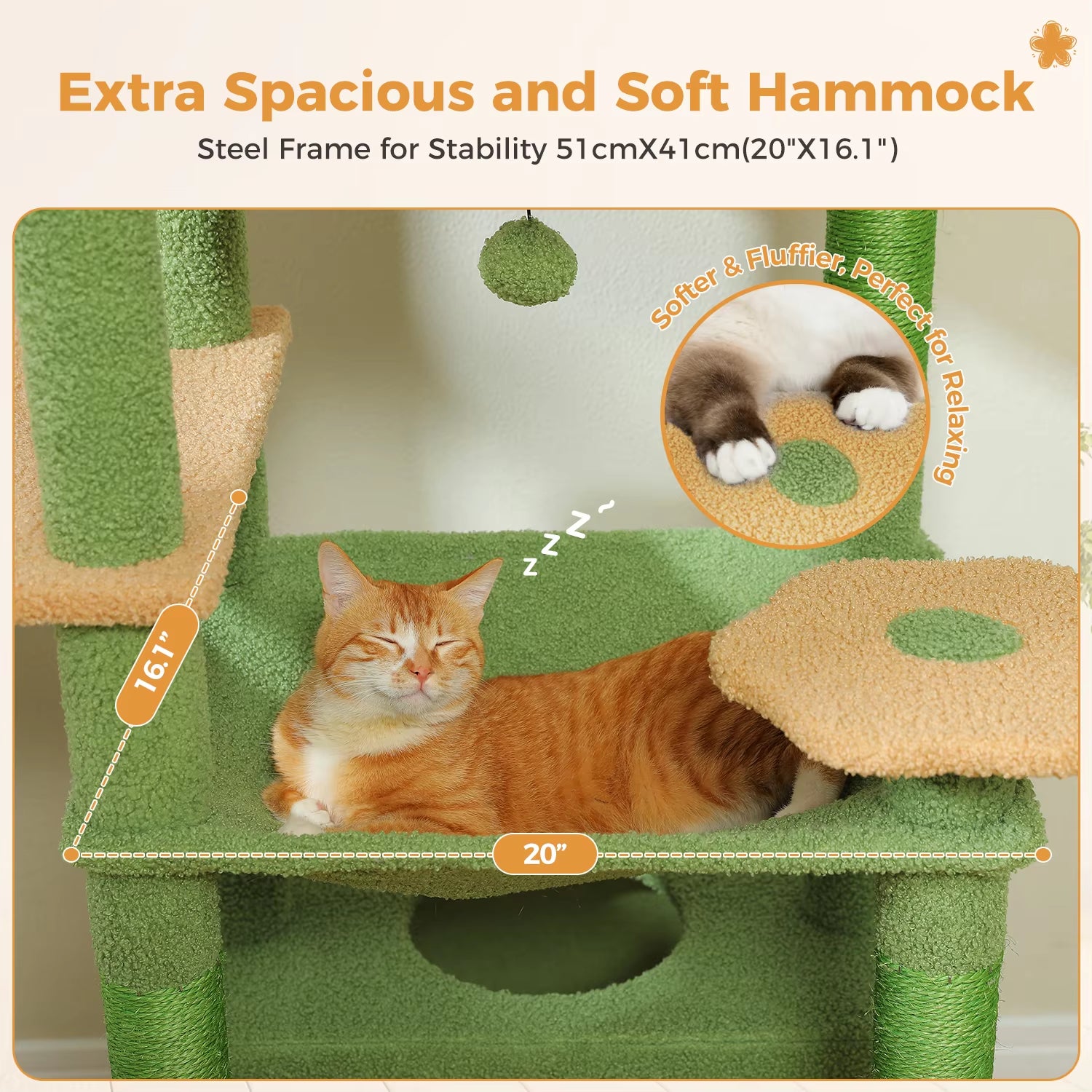 Multi-Level Cat Tree 72.4Inch Luxury Cat Tower with Condo Hammock Cat Scrapers with Scratching Post Cat Accessories Cat Toy