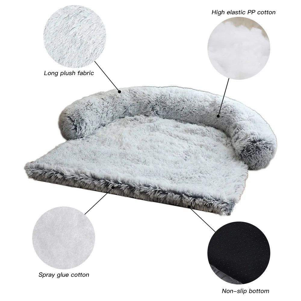 Removable Plush Pet Large Dog Bed Sofa House Mat Kennel Winter Warm Cat Pad Washable Calming Cushion Blanket Cover Nest Car New