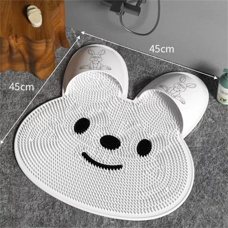 New Rabbit Silicone Massage Foot Mat, Bathroom Non-Slip Mat, Bath Rubbing Foot Artifact, Washing Feet to Remove Dead Skin, Showe