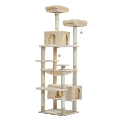 Multi-Level Cat Tree 72.4Inch Luxury Cat Tower with Condo Hammock Cat Scrapers with Scratching Post Cat Accessories Cat Toy