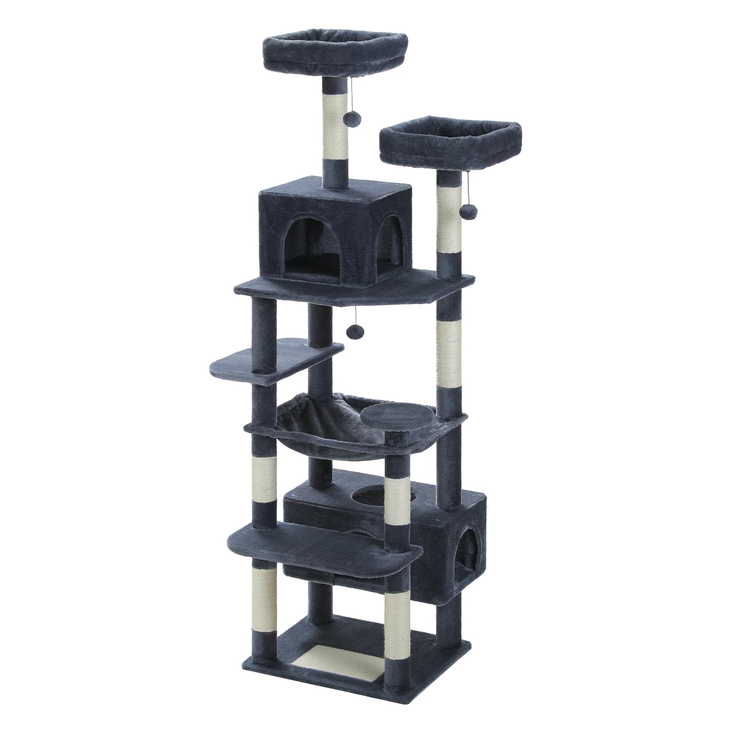 Multi-Level Cat Tree 72.4Inch Luxury Cat Tower with Condo Hammock Cat Scrapers with Scratching Post Cat Accessories Cat Toy