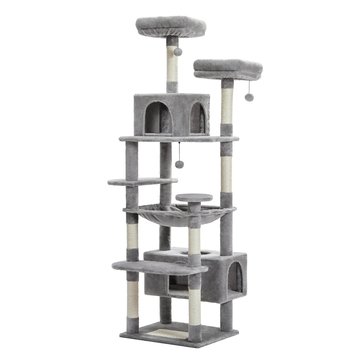 Multi-Level Cat Tree 72.4Inch Luxury Cat Tower with Condo Hammock Cat Scrapers with Scratching Post Cat Accessories Cat Toy