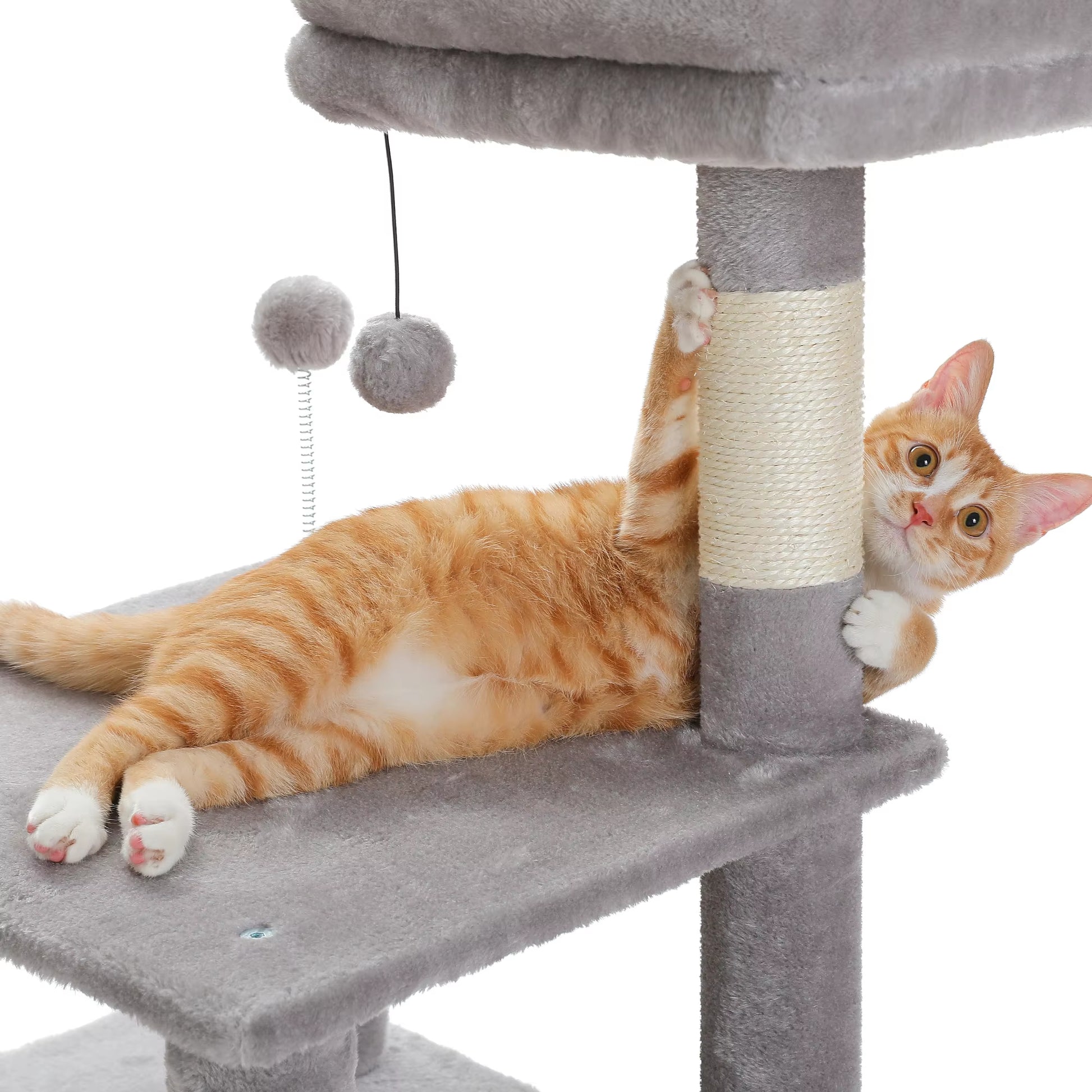 Cat Tree with Hammock Scratching Posts 2 Perches Large Condo for Indoor Cats