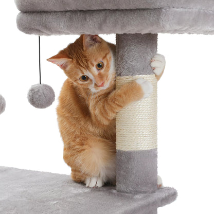 Cat Tree with Hammock Scratching Posts 2 Perches Large Condo for Indoor Cats