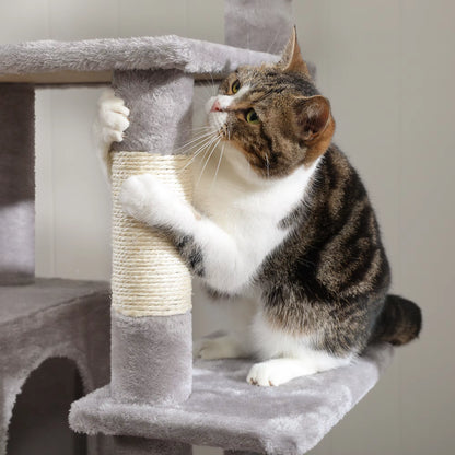 Cat Tree with Hammock Scratching Posts 2 Perches Large Condo for Indoor Cats