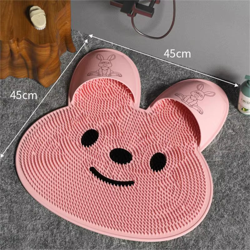 New Rabbit Silicone Massage Foot Mat, Bathroom Non-Slip Mat, Bath Rubbing Foot Artifact, Washing Feet to Remove Dead Skin, Showe