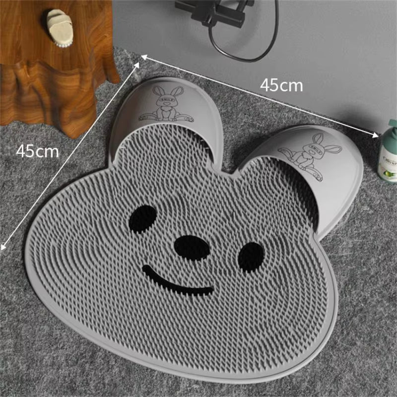 New Rabbit Silicone Massage Foot Mat, Bathroom Non-Slip Mat, Bath Rubbing Foot Artifact, Washing Feet to Remove Dead Skin, Showe