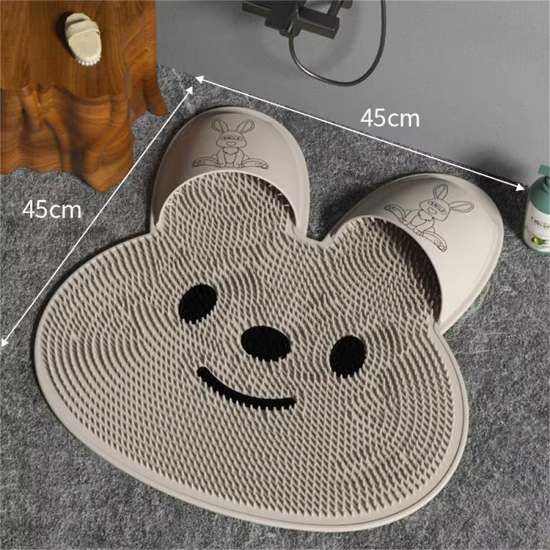 New Rabbit Silicone Massage Foot Mat, Bathroom Non-Slip Mat, Bath Rubbing Foot Artifact, Washing Feet to Remove Dead Skin, Showe